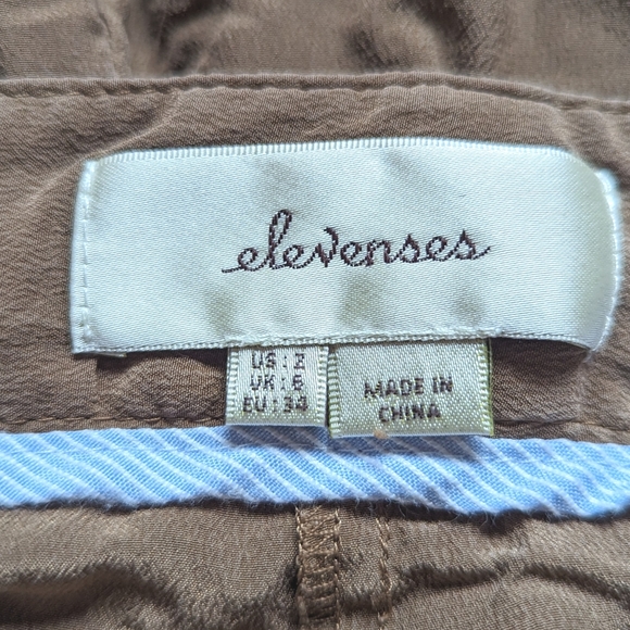 Anthropologie Elevenses Shorts Women's Sz 2 Brown High Waisted Silk Flowy Classi - Picture 5 of 6